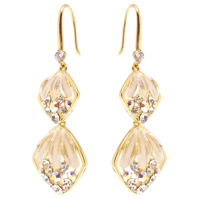 Серьги Xuping JEAN GOUJON Позолота 14K французский замок Ромбовые подвески фото №3