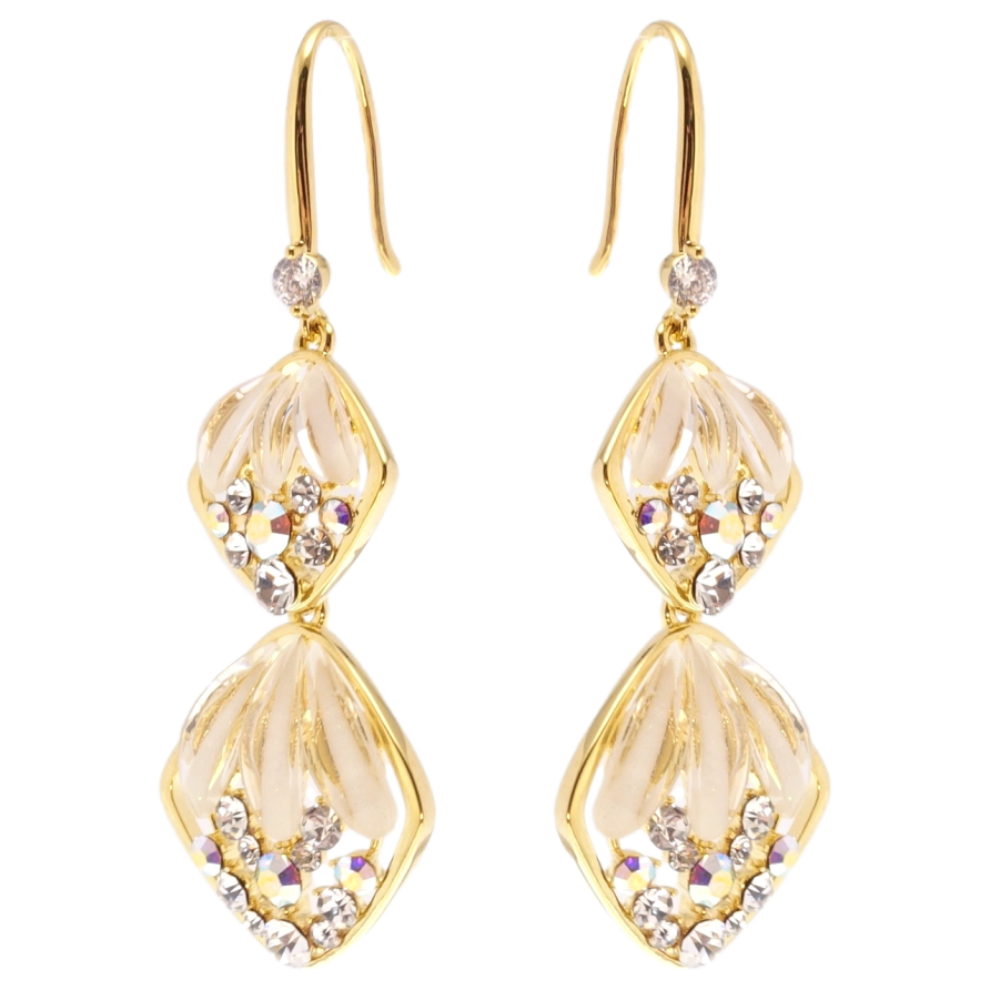 Сережки Xuping JEAN GOUJON Позолота 14K французький замок Ромбові підвіски фото №1