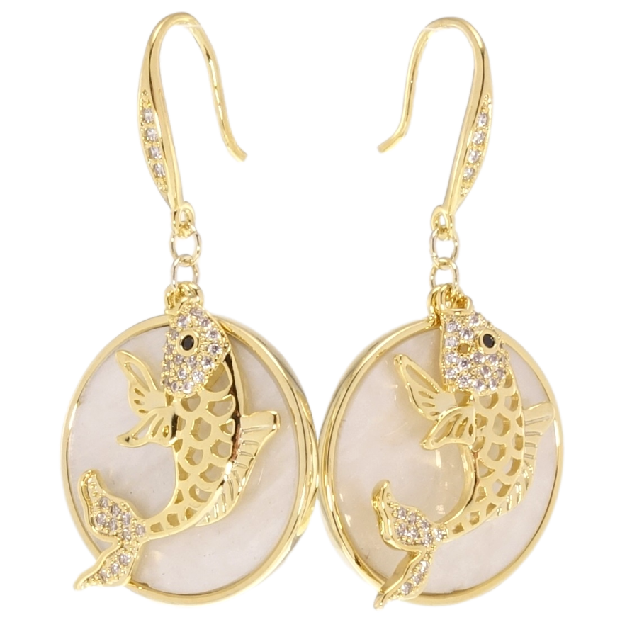 Сережки Xuping JEAN GOUJON Позолота 14K французький замок Рибки на один бік фото №1