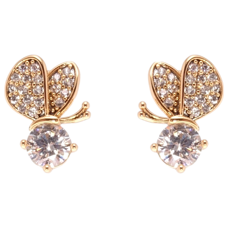 Серьги Xuping JEAN GOUJON Позолота 18K пусеты Бабочка на кристалле фото №6