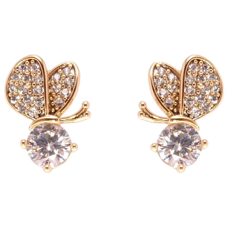 Серьги Xuping JEAN GOUJON Позолота 18K пусеты Бабочка на кристалле фото №1