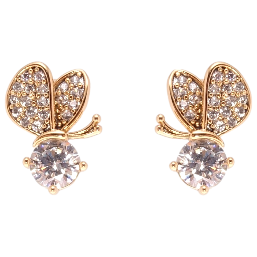 Серьги Xuping JEAN GOUJON Позолота 18K пусеты Бабочка на кристалле фото №1