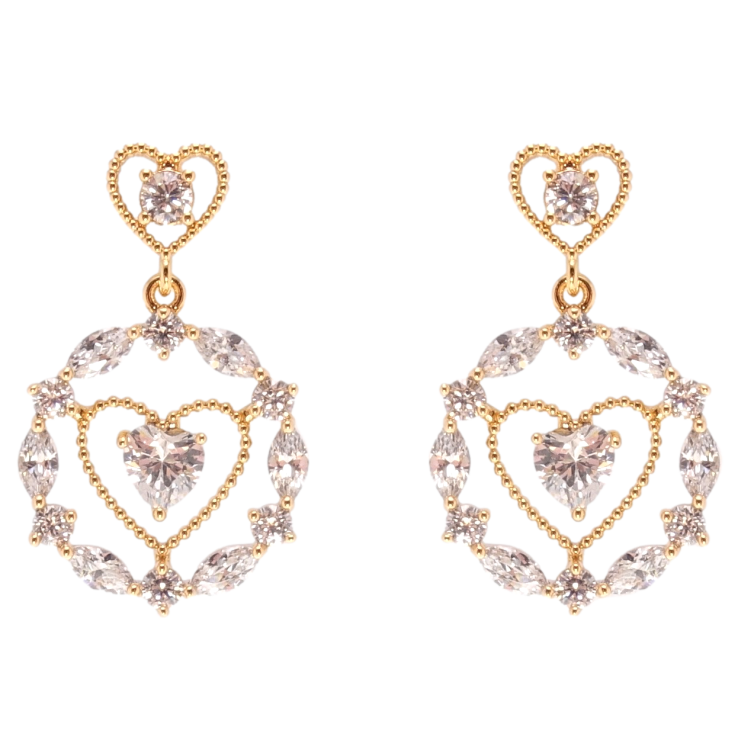 Серьги Xuping JEAN GOUJON Позолота 18K пусеты Подвески сердечки с цирконием фото №21