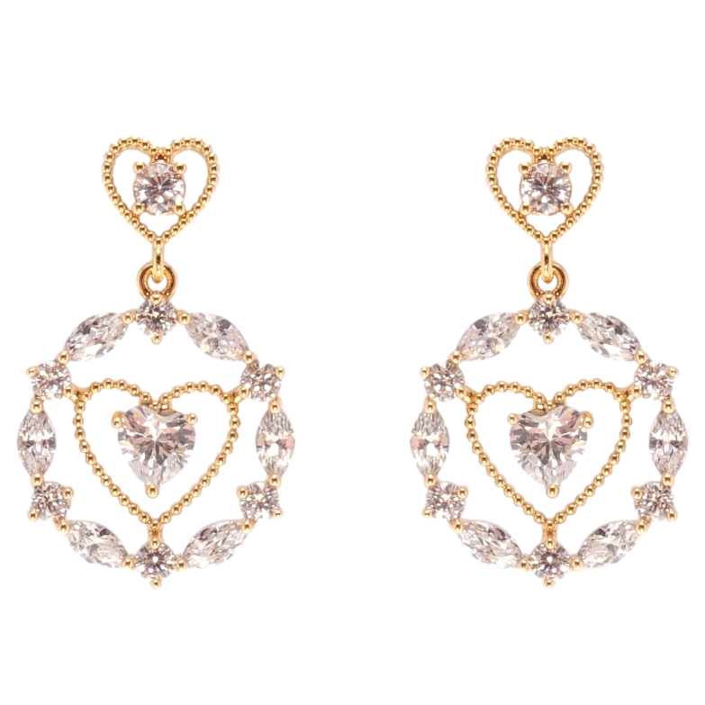 Серьги Xuping JEAN GOUJON Позолота 18K пусеты Подвески сердечки с цирконием фото №1