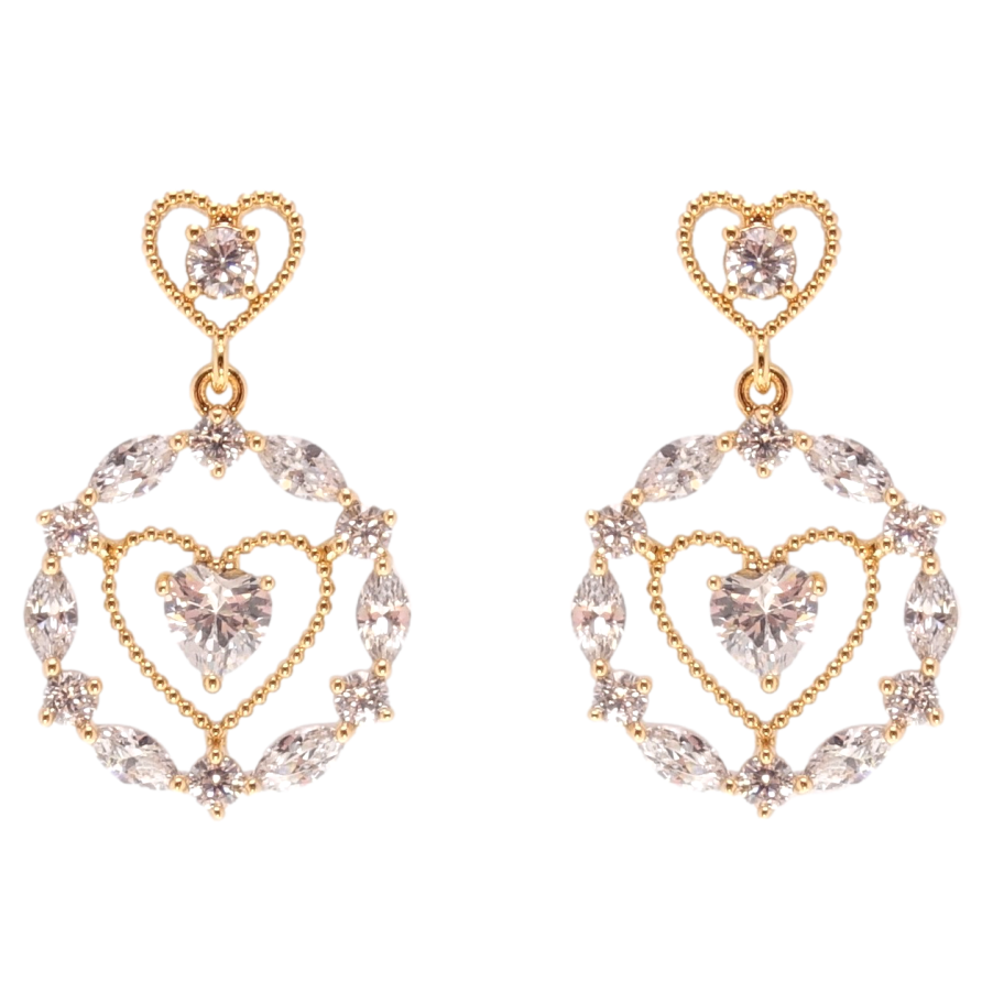 Серьги Xuping JEAN GOUJON Позолота 18K пусеты Подвески сердечки с цирконием фото №1