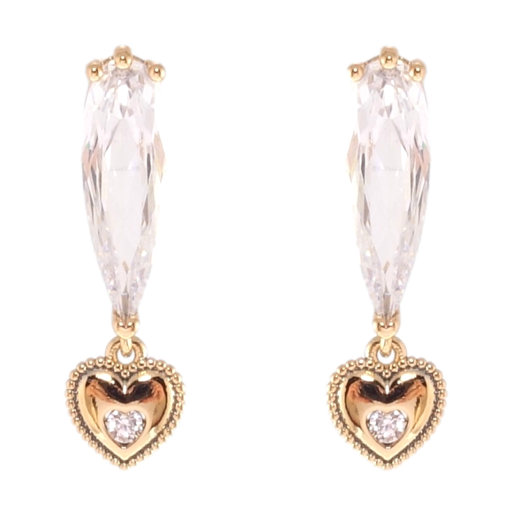 Серьги Xuping JEAN GOUJON Позолота 18K пусеты Подвески сердечки с цирконием фото №15