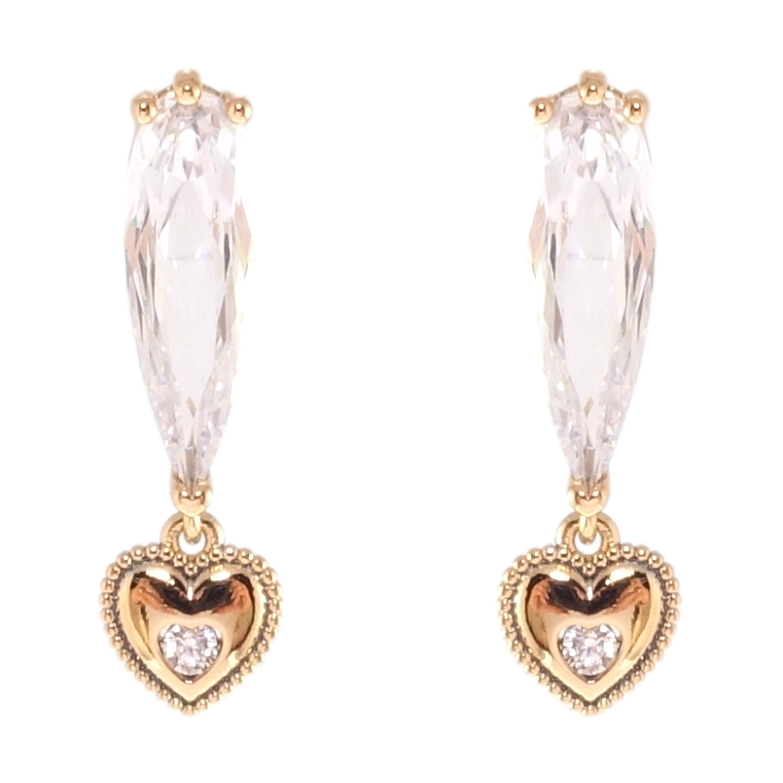Серьги Xuping JEAN GOUJON Позолота 18K пусеты Подвески сердечки с цирконием фото №1