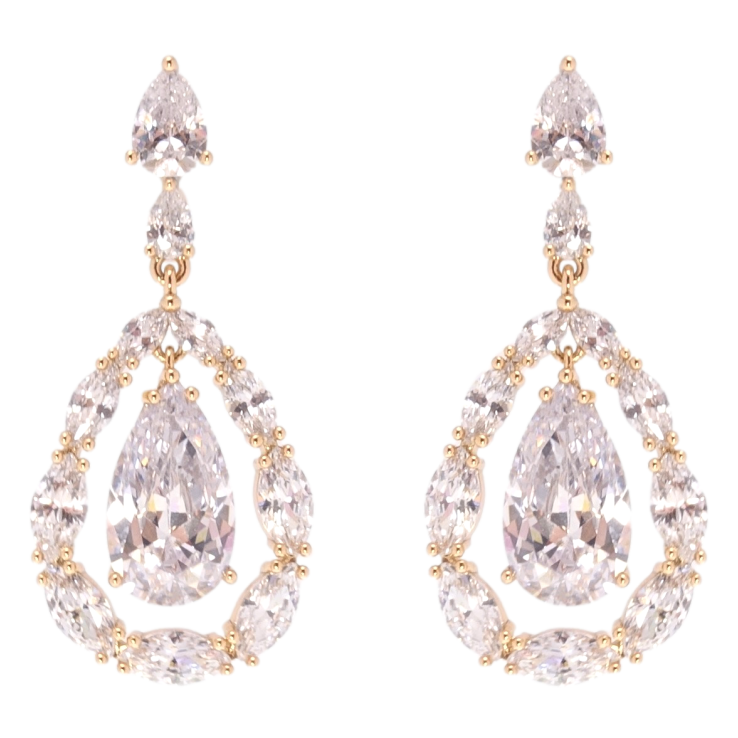 Серьги Xuping JEAN GOUJON Позолота 18K пусеты Кристальные подвески фото №24