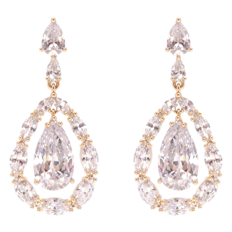 Сережки Xuping JEAN GOUJON Позолота 18K пусети Кристальні підвіски фото №4