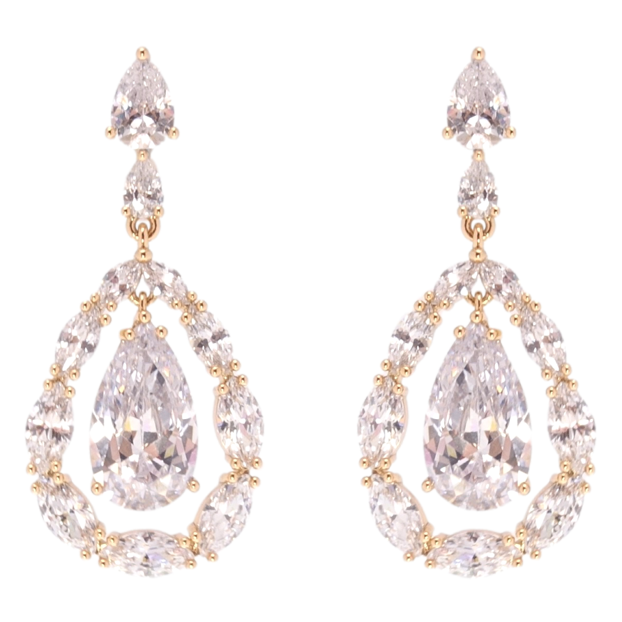 Серьги Xuping JEAN GOUJON Позолота 18K пусеты Кристальные подвески фото №1