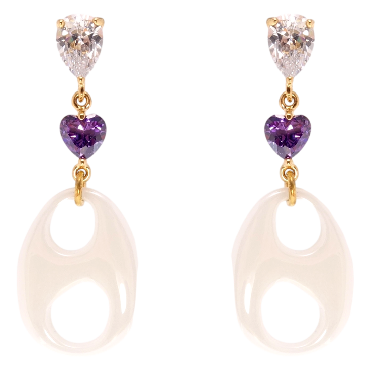 Серьги Xuping Позолота 18K пусеты Подвески из белой керамики с фианитами фото №3