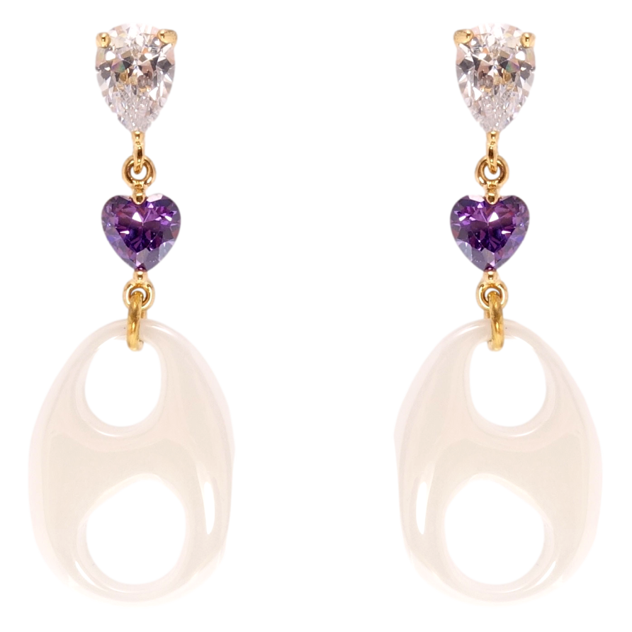 Серьги Xuping Позолота 18K пусеты Подвески из белой керамики с фианитами фото №1