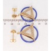 Серьги Xuping Позолота 18K пусеты Подвески треугольники в колечках из синей керамики фото №2