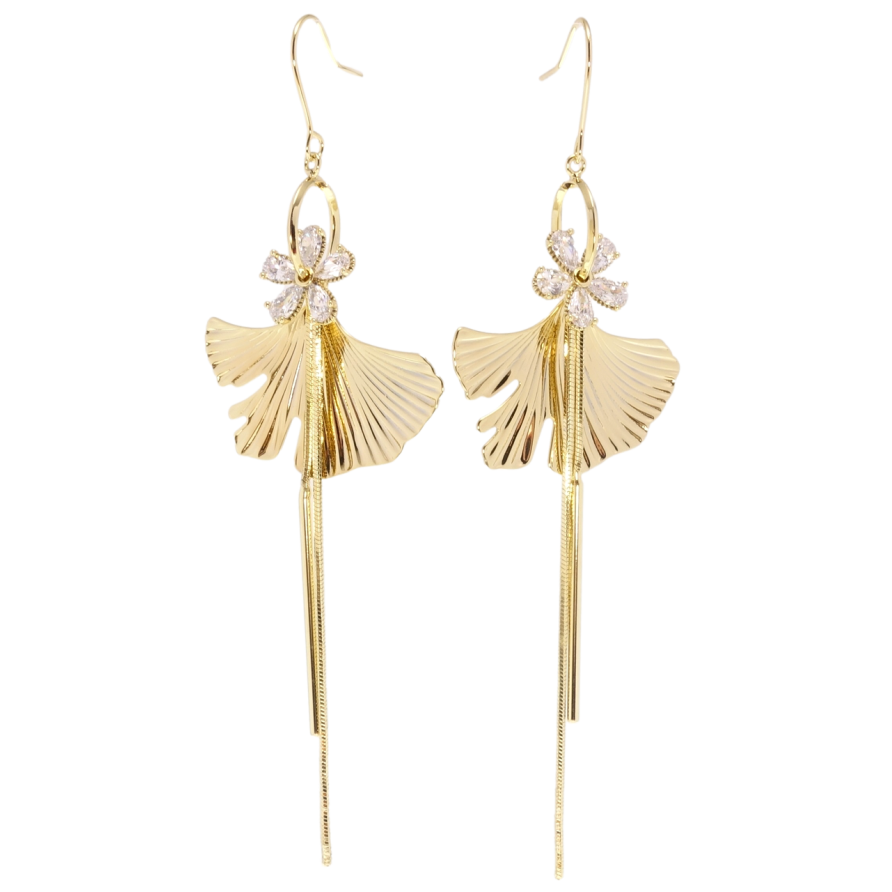 Серьги Xuping Позолота 14K подвески французский замок Кристальные цветочки узор на одну сторону фото №1