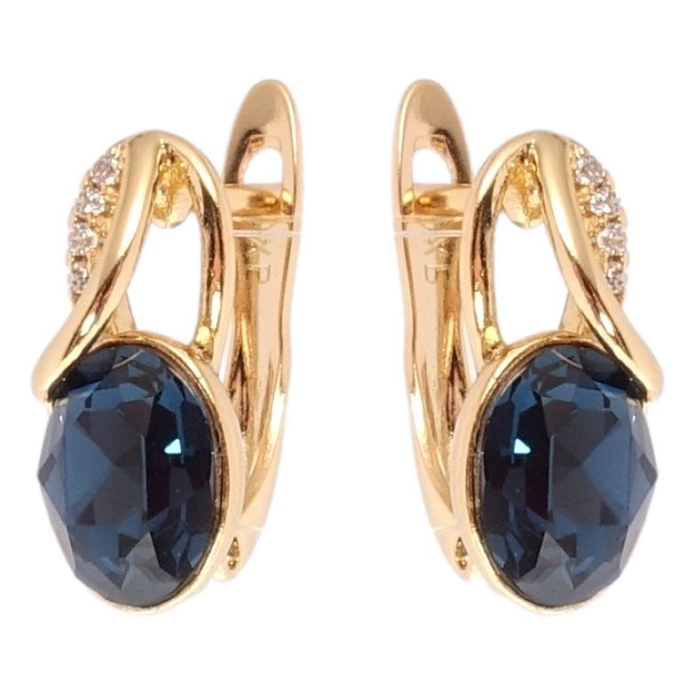 Серьги Xuping цвет 18K с кристаллами Swarovski английский замок Кристалл Montana фото №2 Серьги Xuping цвет 18K с кристаллами Swarovski английский замок Кристалл Montana фото №2