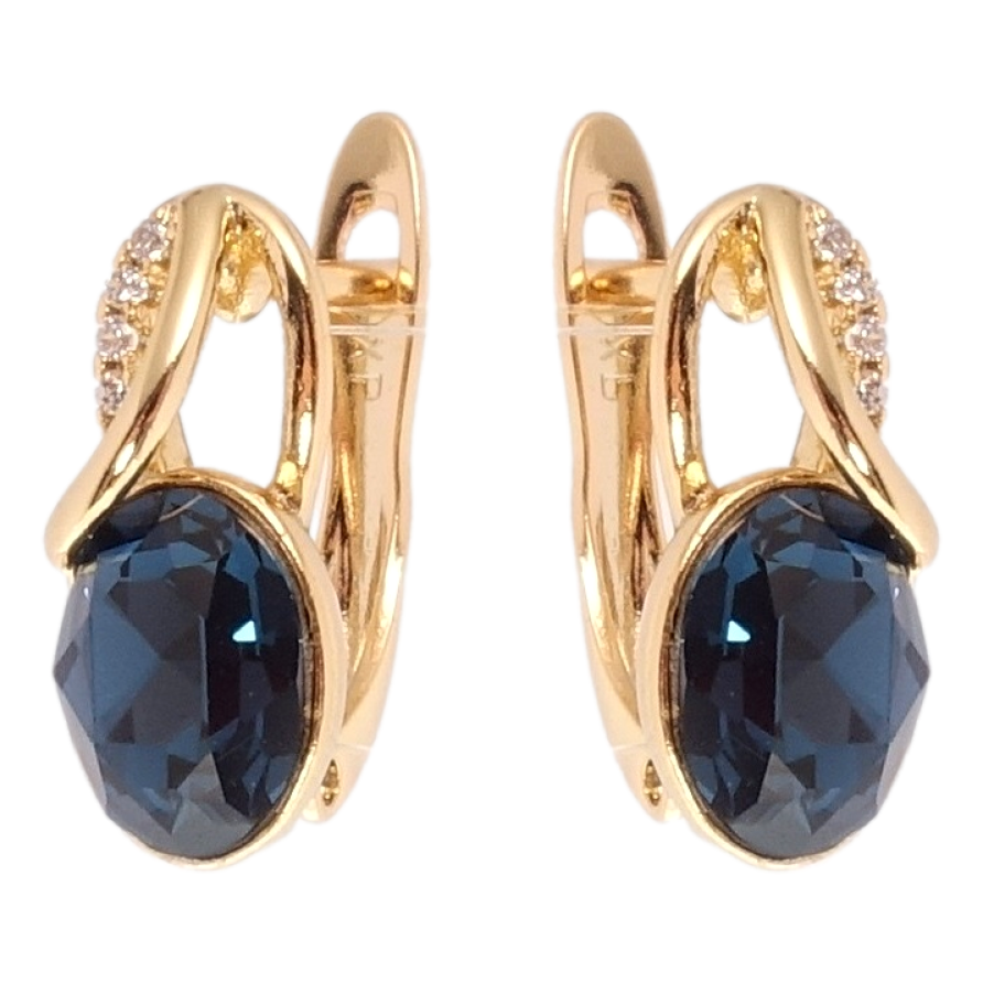 Сережки Xuping колір 18K з кристалами Swarovski англійський замок Кристал Montana фото №1 Сережки Xuping колір 18K з кристалами Swarovski англійський замок Кристал Montana фото №1