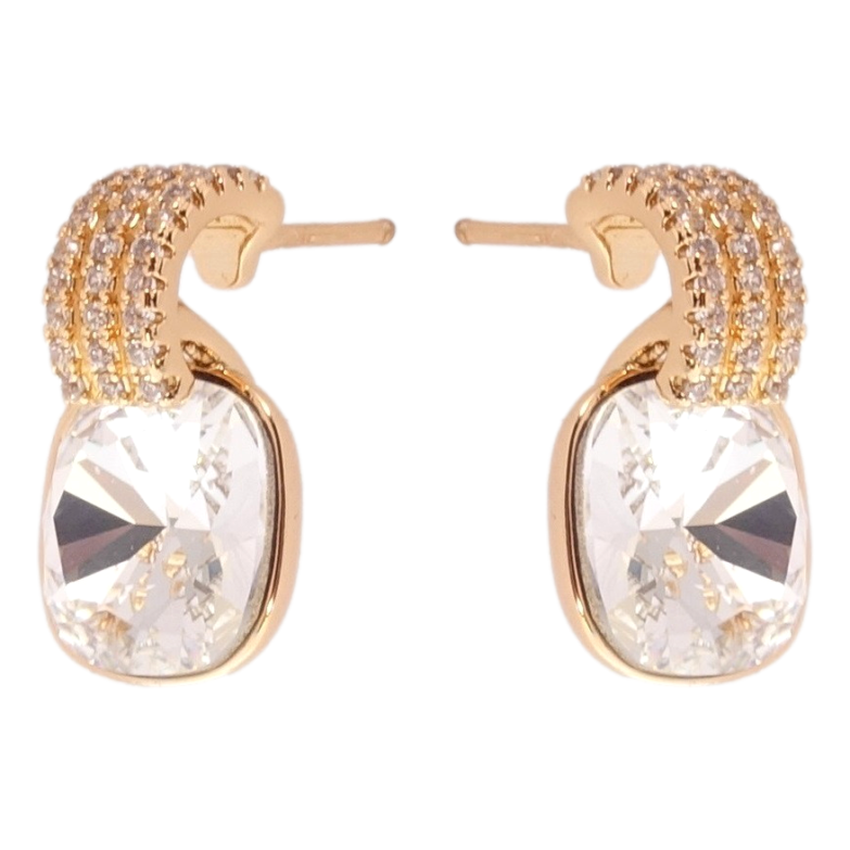 Серьги Xuping цвет 18K с кристаллами Swarovski пусеты "Кристаллы Clear на дугах" фото №1 Серьги Xuping цвет 18K с кристаллами Swarovski пусеты "Кристаллы Clear на дугах" фото №1