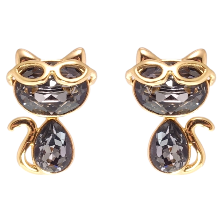 Серьги Xuping цвет 18K с кристаллами Swarovski пусеты Кошки с кристаллами Graphite фото №8