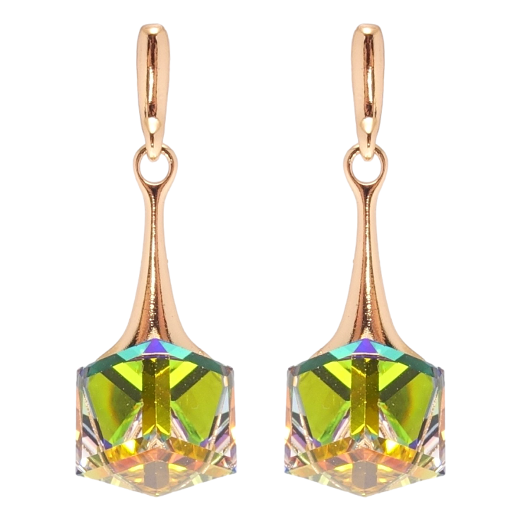 Серьги Xuping цвет 18K с кристаллами Swarovski пусеты Подвески с кристальными кубиками Vitrail фото №20