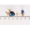Серьги Xuping цвет 18K с кристаллами Swarovski пусеты Бабочки с кристаллами Capri Blue фото №2
