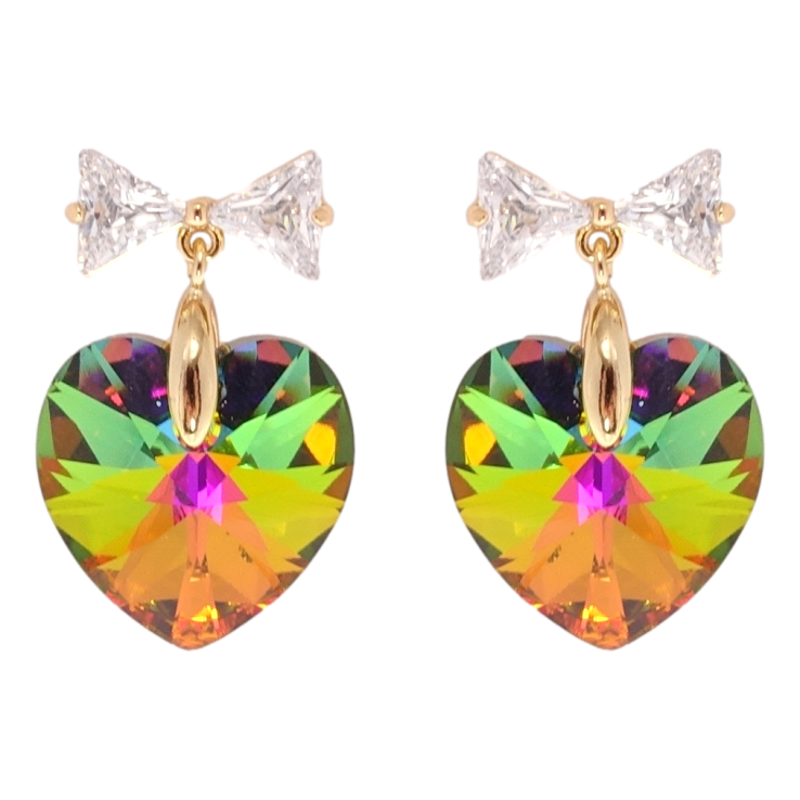 Серьги Xuping цвет 18K с кристаллами Swarovski пусеты Банты с кристаллами Vitrail Medium фото №3