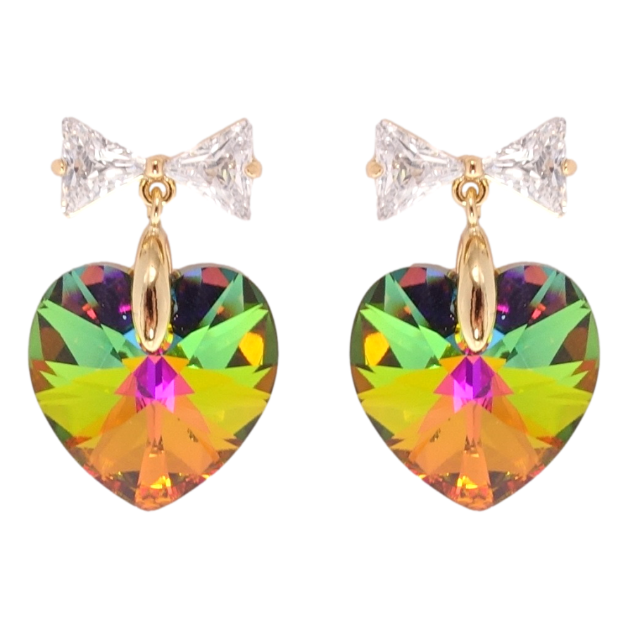 Серьги Xuping цвет 18K с кристаллами Swarovski пусеты Банты с кристаллами Vitrail Medium фото №1