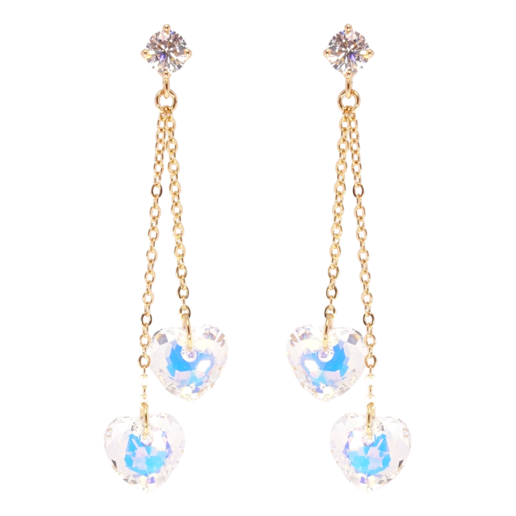 Сережки Xuping колір 18K з кристалами Swarovski пусети "Підвіски з кристальними серцями Shimmer" фото №10