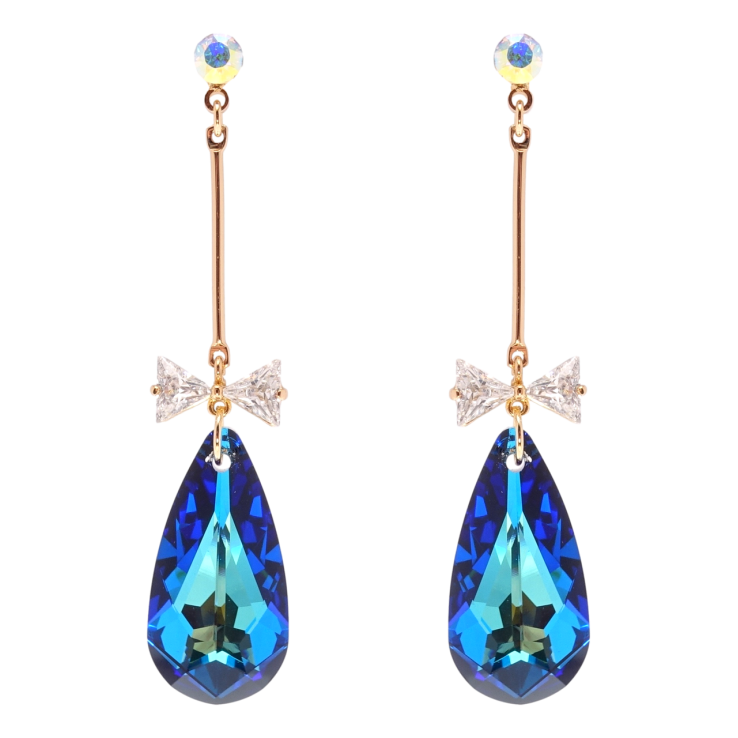 Серьги Xuping цвет 18K с кристаллами Swarovski пусеты Подвески с кристаллами Bermuda Blue фото №8