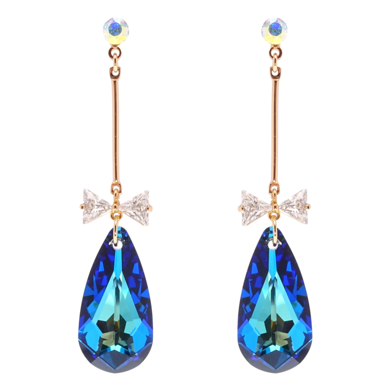 Серьги Xuping цвет 18K с кристаллами Swarovski пусеты Подвески с кристаллами Bermuda Blue фото №9