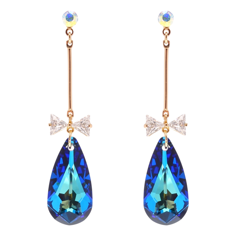 Серьги Xuping цвет 18K с кристаллами Swarovski пусеты Подвески с кристаллами Bermuda Blue фото №1