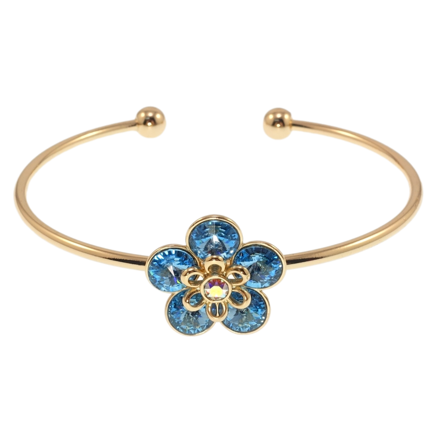 Браслет Xuping цвет 18K с кр-ми Swarovski Кристальный цветок Aquamarine ø 6см фото №1