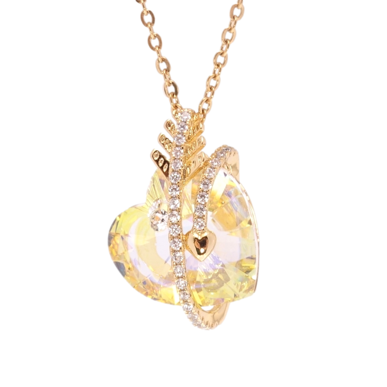 Кулон Xuping 18K с кр-ми Swarovski на цепочке Кристальное сердце Sunshine Delite длина 40-45см х 2мм фото №1