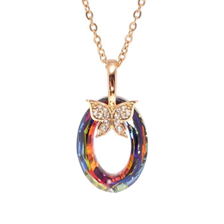 Кулон Xuping 18K с кр-ми Swarovski на цепочке Колечко Vitrail Medium с бабочкой длина 40-45см х 2мм фото №1