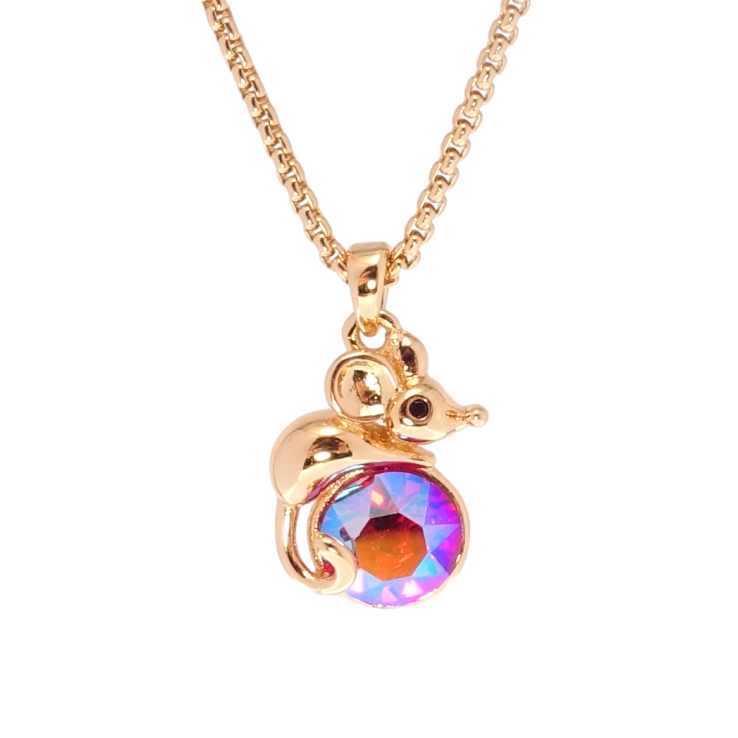 Кулон Xuping 18K з кр-ми Swarovski на ланцюжку Мишеня з кристалом Rose AB довжина 40-45см х 1мм фото №10