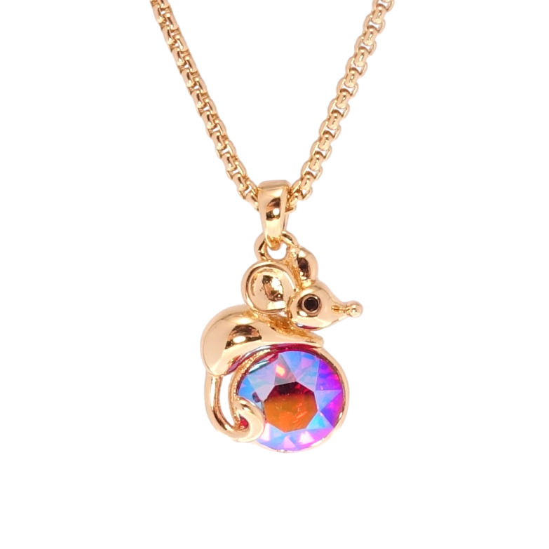 Кулон Xuping 18K с кр-ми Swarovski на цепочке Мышонок с кристаллом Rose AB длина 40-45см х 1мм фото №2