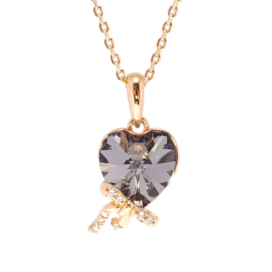 Кулон Xuping 18K с кр-ми Swarovski на цепочке Кристальное сердце Graphite длина 40-45см х 1мм фото №1