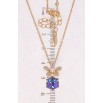 Кулон Xuping 18K з кр-ми Swarovski на ланцюжку Кристальний куб Bermuda Blue з квіткою довжина 41-46см х 1мм фото №2