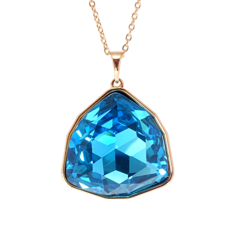 Кулон Xuping 18K с кр-ми Swarovski на цепочке Кристалл Blue Zircon длина 40-45,5см х 1мм фото №6