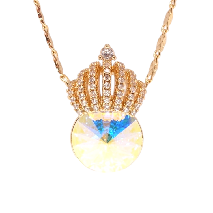 Кулон Xuping 18K з кр-ми Swarovski на ланцюжку Кристал АВ з короною довжина 40-45см х 2мм фото №18