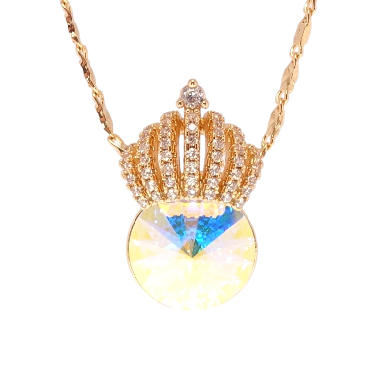 Кулон Xuping 18K с кр-ми Swarovski на цепочке Кристалл АВ с короной длина 40-45см х 2мм фото №3