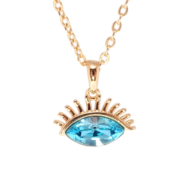Кулон Xuping 18K с кр-ми Swarovski на цепочке Глаз кристалл Light Turquoise длина 40-45см х 2мм фото №5