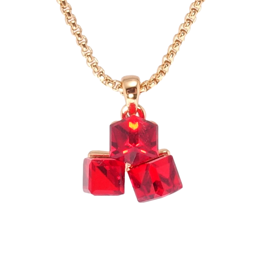 Кулон Xuping 18K з кр-ми Swarovski на ланцюжку Кристальні кубики Light Siam довжина 40-45см х 1мм фото №1