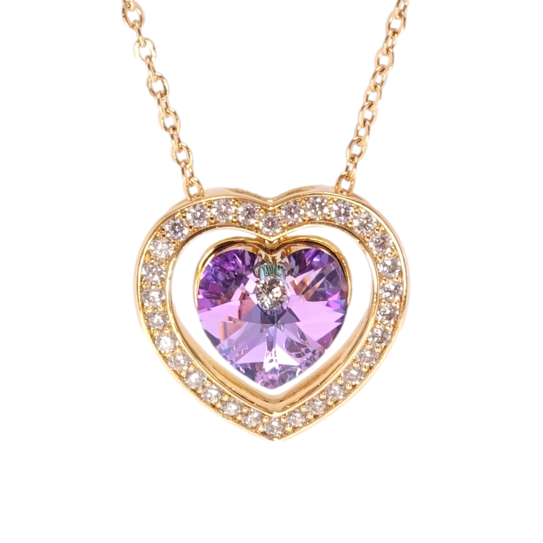 Кулон Xuping 18K с кр-ми Swarovski на цепочке Сердце с кристаллом Paradise Shine длина 40-46см х 1мм фото №1