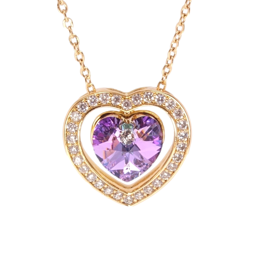Кулон Xuping 18K з кр-ми Swarovski на ланцюжку Серце з кристалом Paradise Shine довжина 40-46см х 1мм фото №1
