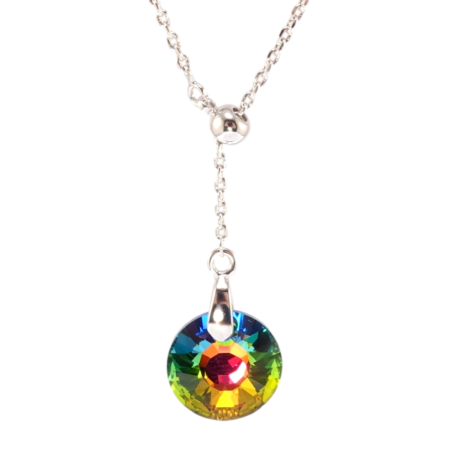 Кулон Xuping колір Родій з кр-ми Swarovski на ланцюжку Кристал Vitrail Medium на бігунці довжина 43-46см х 1мм фото №1