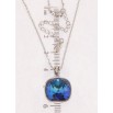 Кулон Xuping колір Родій з кр-ми Swarovski на ланцюжку Кристал Capri Blue 14х14мм довжина 40-45см х 1мм фото №2