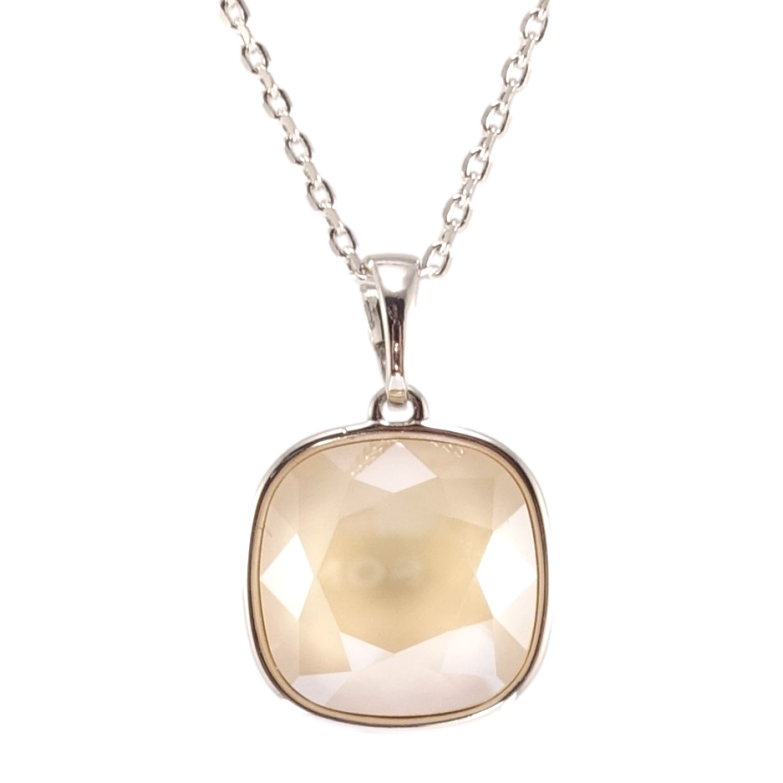 Кулон Xuping цвет Родий с кр-ми Swarovski на цепочке Кристалл Sand Opal 14х14мм длина 40-45см х 1мм фото №1