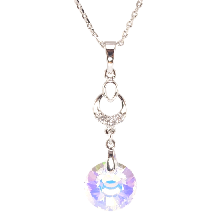 Кулон Xuping цвет Родий с кр-ми Swarovski на цепочке Кристалл Shimmer длина 39-44см х 1мм фото №3