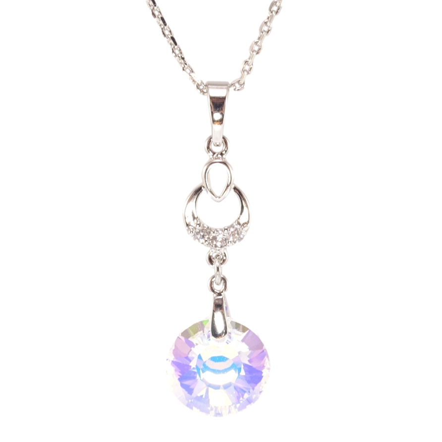 Кулон Xuping колір Родій з кр-ми Swarovski на ланцюжку Кристал Shimmer довжина 39-44см х 1мм фото №1