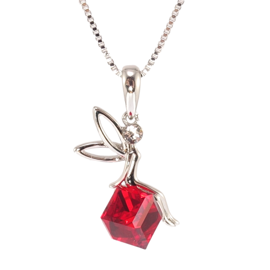 Кулон Xuping колір Родій з кр-ми Swarovski на ланцюжку Фея на кристалі Siam довжина 41-46см х 1мм фото №1